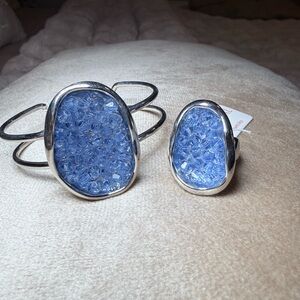 Coral Puerto Rico Blue Beaded Bracelet & Ring Set – New with Tags